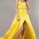 Girls Long Ruched Strapless Sweetheart A-line Yellow Empire Chiffon Evening/celebrity/pageant Dress Jovani 2993 - Cheap Discount Evening Gowns