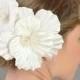 Bridal Hair Flowers, Wedding Hair Accessories, Silk Hair Flowers - white, ivory, satin habiscus