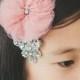 Pink Flower Girl Hair Clip - Ivory white pink blush Wedding Hair Accessory, Fascinator, Bridal Head Piece, flower girl head piece