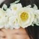 Flower Girl Crown Halow Wedding Hair Accessory - White Ivory Weddings Flower Girls Wreath, Bridal Flower wreath, Bridesmaid Hair Piece