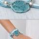Blue ceramic bead bracelet Black dotted bead bracelet Charm bracelet Ceramic geometric jewelry Handmade porcelain jewelry Tassel bracelet