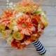 Fall Wedding Bouquet - Yellow and Orange Bouquet, Silk Wedding Bouquet, Yellow, Orange, Fall, Autumn, Daisies, Marigold