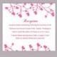 DIY Wedding Details Card Template Editable Word File Instant Download Printable Details Card Pink Details Card Elegant Information Cards