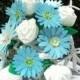 Blue Paper Flower Bridal or Bridesmaid Bouquet, wedding bouquet