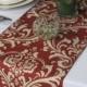 Traditions Dark Red (light burgundy) and Taupe Damask Wedding Table Runner