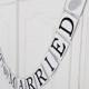 FREE SHIPPING, Just Married banner, Bridal shower banner, Wedding banner, Engagement party decoration, Photo prop, Bachelorette party,Silver