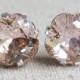 Swarovski Crystal Blush Pink Post Earrings Cushion Cut Square Earrings Pale Pink Bridal Jewelry Wedding Earrings Bridesmaids Gifts