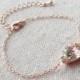 Swarovski Crystal Blush Bracelet, Blush Pink Bridal Bracelet, Rose Gold Chain Adjustable Bracelet, Custom Wedding Jewelry, Bridesmaids Gifts