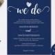 Navy blue wedding invites instant download - Navy Wedding Invitations - Downloadable wedding invitations PDF Instant Download 