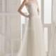A line Strapless Tulle & Lace Floor Length Chapel Train Wedding Dress With Flowers - Compelling Wedding Dresses