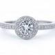 Ring, Diamond Ring, 14 karat Engagement Ring, Diamond Engagement Ring with a Halo, White Gold Ring, Center Bezel Set Diamond Ring 