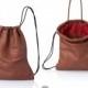 Backpack brown leather backpack purse - multi-way sack bag SALE leather bag soft leather back bag handbag - drawstring backpack- rucksack