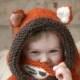Knit fox hood cowl Rene - PDF knitting pattern - in baby, toddler, child and adult sizes