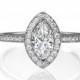Marquise Engagement Ring, 14K White Gold Ring, Micro Pave Ring, Halo Engagement Ring, 0.6 TCW Diamond Ring Setting
