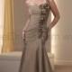 A-line One Shoulder Brown Hand-Made Flower Chiffon Sleeveless Floor-length Mother of the Bride Dress