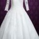 Long Sleeves Lace Ball Gown Wedding Dress 