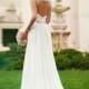 Crystal Beaded White Chiffon A-Line Wedding Dress