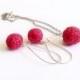Set Earring and Necklace Raspberry Jewelry - Gifts - Red Raspberry, necklace, bride jewelry