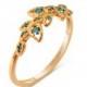 Diamond Art Deco Petal Engagement Ring - 18K Rose Gold and Blue Diamonds engagement ring, leaf ring, flower ring, vintage, halo ring, 11