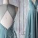 2016 Long Dusty Green Bridesmaid Dress Long, Mesh Wedding Dress with Beading, Open Back Evening Gown, A Line Prom Dress Floor Length (HS260)