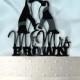 Mr and Mrs Penguins With Last Name Wedding Cake Topper