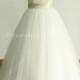 Romantic A line tulle lace wedding dress with sweetheart neckline and champagne lining