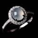Fine Jadeite Classic Fine Sterling Silver Engagement Ring with CZ Embellished