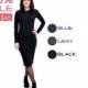 Black bodycon dress Midi dress Black casual dress Bodycon dress Pencil dress Close fitting dress with long sleeves Autumn women clothes
