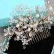 Gold Hair Comb, Crystal Pear,l Bridal Hair Piece, Wedding Jewelry, Rhinestone Gold Hair Combs, Pearl Flower Headpiece, Bridal Pearl Comb