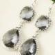 Charcoal Gray Earrings - Silver Grey Glass Drop Earrings - Gray Bridesmaid Earrings - Wedding Jewelry - Bridesmaid Jewelry