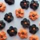 Black and orange flowers -- Halloween -- Cake decorations cupcake toppers  (24 pieces)