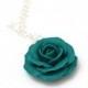 Emerald Green Rose Necklace - Green Pendant, Rose Charm, Love Necklace, Bridesmaid Necklace, Flower Girl Jewelry, Emerald Bridesmaid Jewelry