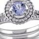 Purple Tanzanite And Diamond White Gold 2-Piece Halo Bridal Set