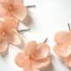 salmon peach rose blossom wedding flower bobby pins (set of 4)