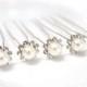 Set of 5 White Pearls hair, Crystal hair pins, Bridal hair accessories, Bridal hair piece, Bridal hair accessories Swarovski Pearls