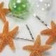 Starfish Barrettes, Beach Wedding Hair Accessories, Starfish Barettes, Nautical Wedding Starfish Hairpins - Starfish Bobby Pin 4pc- 