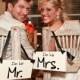 Wedding Chair Signs, I'm her Mr. & I'm his Mrs. with I Do Me Too on the back. 2-Sided Wedding Seating Signs, Reception, Photo Prop.