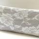 Ivory Lace Wedding Clutch, Ivory Roses on Silver Gray Clutch, Bridesmaid Lace Clutch, Prom Bag