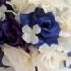 17 Piece Package Wedding Bridal Bride Maid Bridesmaid Bouquet Boutonniere Corsage Silk Flower BLUE PURPLE WHITE "Lily Of Angeles" PUBL01