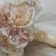 ROSE GOLD Brooch Bouquet- DEPOSIT for Custom Blush Pink Rose Gold Silk Flower Brooch Bouquet, Rose Gold Bouquet, Pink and Gold Bouquet