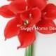JennysFlowerShop 15" Latex Real Touch Artificial Calla Lily 10 Stems Flower Bouquet for Wedding/ Home Red