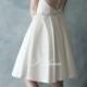 Short Satin Sheer Back Wedding Mini Dress with Bling Sash - Great for after Ceremony Festivities