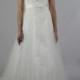 Simple but Elegant Formal A Line Scoop Neckline , Sheer Lace Beaded Back Long Lace Wedding Dress