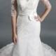 Elegant mermaid half sleeves scoop neck embroidered lace beadings with crystal beads wedding dress bridal gown