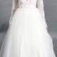 Long Sleeves Lace Applique Ballgown V neck wedding dress
