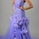 Strapless Sleeveless Crystal Floral Pin Court Train purple Wedding Dress, Sweetheart Purple Organza, Elegant Bridal Purple Wedding Dress