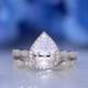 Art Deco Bridal Set Ring-Pear Cut 2.97 ct.tw Diamond Simulant-Wedding Set Ring-Half Around Eternity Band Ring-Sterling Silver [6253-2-H]