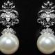 Ivory Pearl Bridal Earrings Drop Pearl CZ Wedding Earrings Swarovski 10mm Pearl Earrings Wedding Pearl Jewelry Bridal Jewelry Pearl Earrings