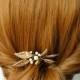 Gold Leaf Hair Pin, Gold Wedding Head Piece, Gold Wedding Hair Accessories, Pearl, Gold Brass Leaf, Modern Wedding, Rustic,  ELEANOR