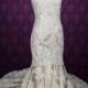 Strapless Sweetheart Ivory Lace Mermaid Wedding Dress With Mocha Lining 